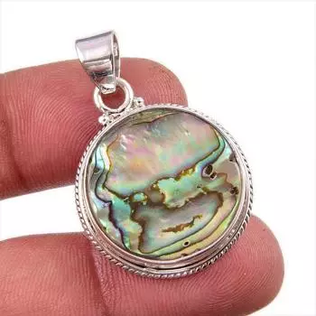 Натуральный драгоценный камень в форме ракушки морского ушка 925 пробы, подарочный кулон из стерлингового серебра 1,5 дюйма, f4S25