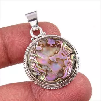 Натуральный драгоценный камень в виде раковины морского ушка 925 пробы, подарочный кулон из стерлингового серебра 1,5 дюйма, j5G34