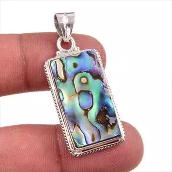 Натуральный драгоценный камень в виде раковины морского ушка 925 пробы, подарочный кулон из чистого серебра 1,75 дюйма c4t57