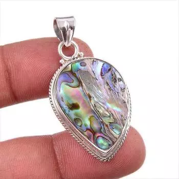 Натуральный драгоценный камень в виде ракушки морского ушка 925 пробы, подарочный кулон из стерлингового серебра 1,75 дюйма k6T87