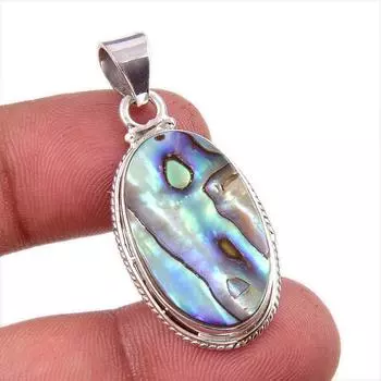 Натуральный драгоценный камень в виде ракушки морского ушка 925 пробы, подарочный кулон из стерлингового серебра 1,5 дюйма, N2f33