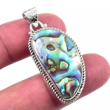 Натуральный драгоценный камень в виде ракушки морского ушка 925 пробы, подарочный кулон из стерлингового серебра 1,75 дюйма q3k49