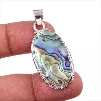 Натуральный драгоценный камень в виде ракушки морского ушка 925 пробы, подарочный кулон из стерлингового серебра 1,75 дюйма R5j38