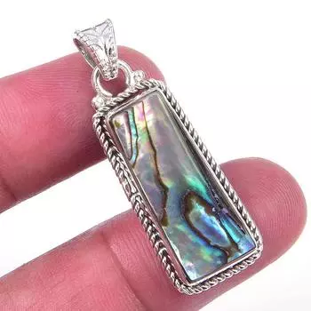 Натуральный драгоценный камень в виде ракушки морского ушка 925 пробы, подарочный кулон из стерлингового серебра 1,50 дюйма J4C49