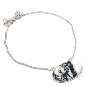 Натуральный драгоценный камень зебра яшма 925 пробы ювелирное ожерелье 18 дюймов z8S55