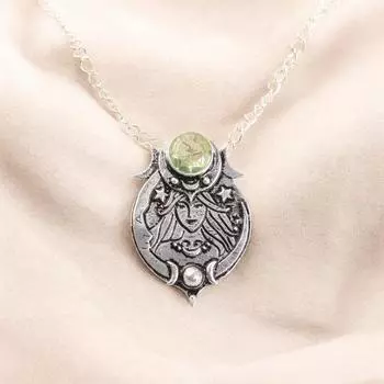 Натуральный драгоценный камень Зеленый Аметист Серебро 925 пробы Ручная работа Дизайнерский кулон CP-22-01