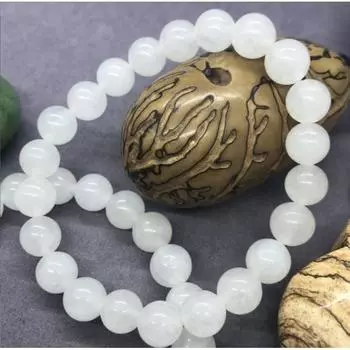 Натуральный драгоценный камень, женский и мужской белый халцедон, браслет-манжета с подвеской 6mm