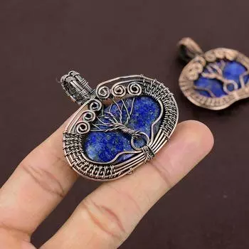 Натуральный Древо Жизни Содалит, драгоценный камень, медная проволока, подарочная подвеска, 2 дюйма, E4U58