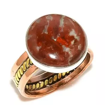 Натуральный двухцветный драгоценный камень Red River Jasper из твердого серебра 925 пробы S.9 G6k13