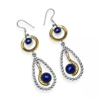 Натуральный двухцветный лазуритовый драгоценный камень стерлингового серебра 925 пробы ручной работы висячие серьги для женщин и девочек синий