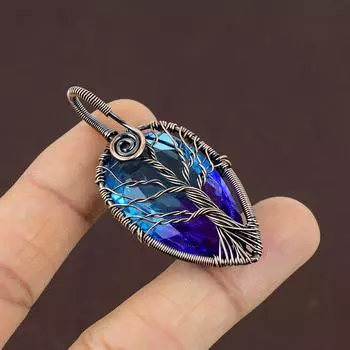 Натуральный двухцветный турмалин, драгоценный камень, медная проволока, подвеска 2,2 дюйма, I9G39