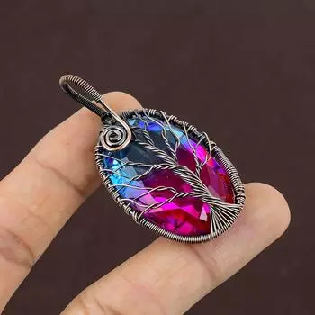 Натуральный двухцветный турмалин, драгоценный камень, медная проволока, подвеска, 2,2 дюйма, v6S90