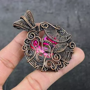 Натуральный двухцветный турмалин, медная проволока, подарочная ювелирная подвеска, 2,60 дюйма, s7y72