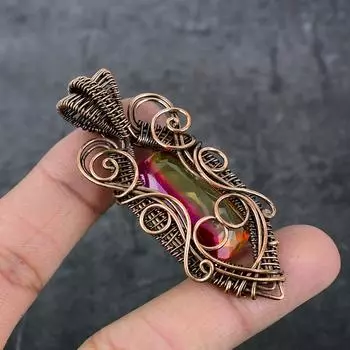 Натуральный двухцветный турмалин, медная проволока, подарочная ювелирная подвеска, 2,68 дюйма, a2n35