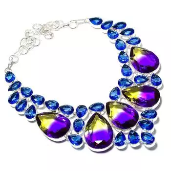 Натуральный двухцветный турмалин, подарочное ожерелье из стерлингового серебра 925 пробы, 18 дюймов o9T18