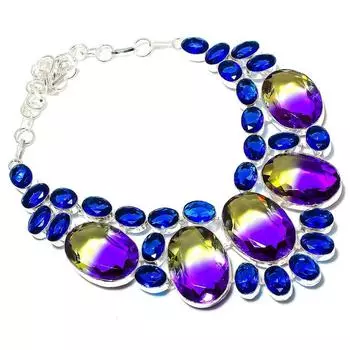 Натуральный двухцветный турмалин, подарочное ожерелье из стерлингового серебра 925 пробы, 18 дюймов, w4j58