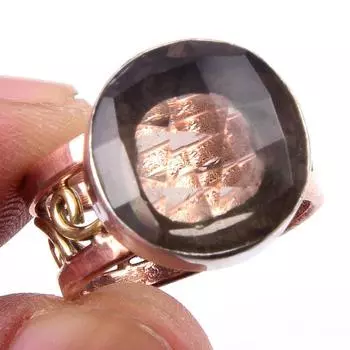 Натуральный дымчатый кварц драгоценный камень 925 стерлингового серебра ювелирные изделия двухцветное кольцо S.6 u6q96