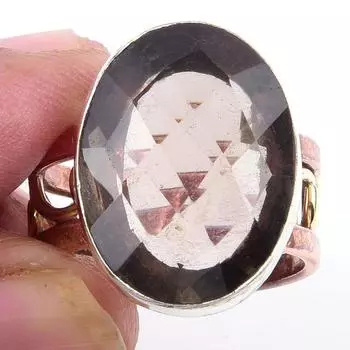 Натуральный дымчатый кварц драгоценный камень 925 стерлингового серебра ювелирные изделия двухцветное кольцо S.7 t6Y66