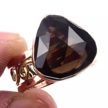 Натуральный дымчатый кварц драгоценный камень 925 стерлингового серебра ювелирные изделия двухцветное кольцо S.9 v0s52