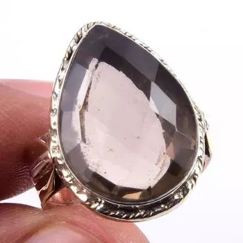 Натуральный дымчатый кварц, двухцветное кольцо из стерлингового серебра 925 пробы, размер 7,5 S9w23