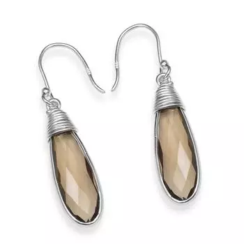 Натуральный дымчатый кварц, стерлинговое серебро 925 пробы, серьги ручной работы в форме груши, висячие серьги для женщин и девочек