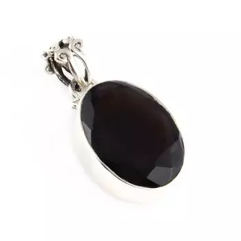 Натуральный дымчатый кварц, стерлинговое серебро 925 пробы, подарочная подвеска 1,1 дюйма y7m54