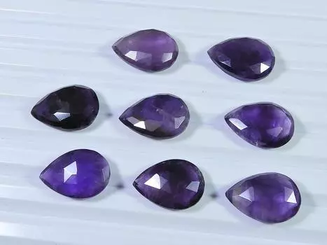 Натуральный фиолетовый аметист груша бриолет ограненный драгоценный камень россыпью 08 шт лот RQ-914