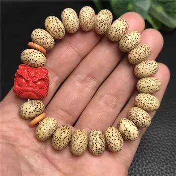 Натуральный фиолетовый и золотой песочный лев с бусами Xing Yue Bodhi Abacus, киноварные бусины Будды, ручная веревка