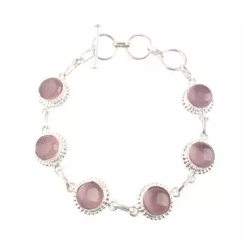 Натуральный фиолетовый камень «кошачий глаз», серебро 925 пробы, ручная работа, женский браслет RB-9-35