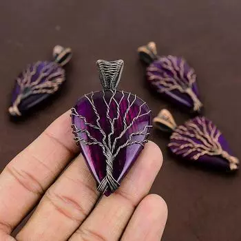 Натуральный фиолетовый лабрадорит, драгоценный камень, медная проволока, подарочная подвеска 2,56 дюйма, Y4k28