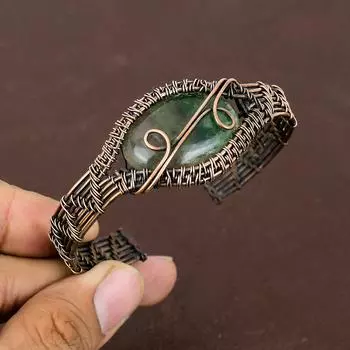 Натуральный флюорит, драгоценный камень, браслет ручной работы из медной проволоки, регулируемый u5n52