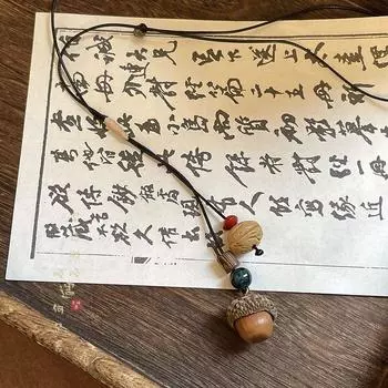 Натуральный Фруктовый Керамический Длинный Кулон Ожерелье для Женщин Новый Китайский Стиль Ретро Этнический Декор Аксессуары для Свитера ACORN ceramic necklace
