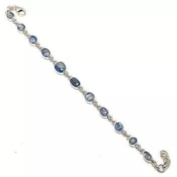 Натуральный голубой кианит драгоценный камень 925 цельный стерлинговый серебряный подарочный браслет 7-8 y2d95