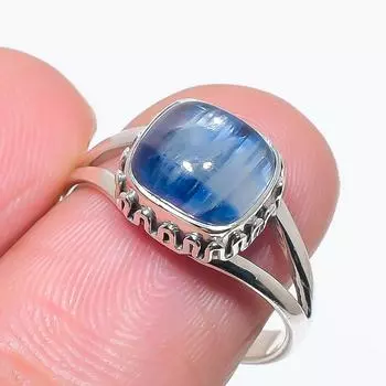 Натуральный голубой кианит драгоценный камень ручная работа 925 чистое серебро ювелирное изделие кольцо размер 8 t2W61