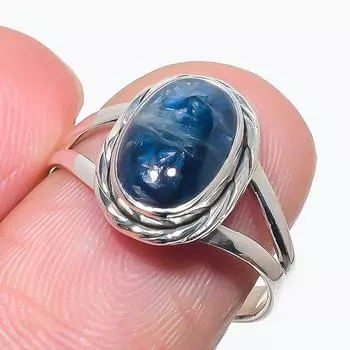 Натуральный голубой кианит драгоценный камень ручная работа 925 чистое серебро ювелирное кольцо размер 7 R7T70