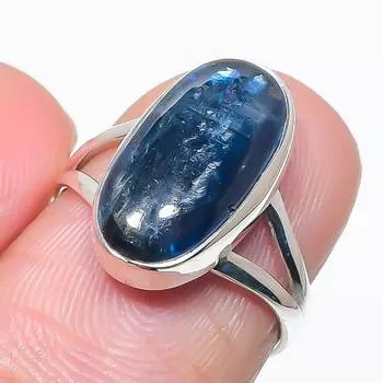 Натуральный голубой кианит драгоценный камень ручная работа 925 чистое серебро ювелирное изделие кольцо размер 6 c5T62