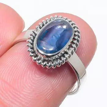 Натуральный голубой кианит драгоценный камень ручная работа 925 чистое серебро ювелирное кольцо размер 7 I7S33