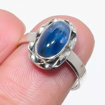 Натуральный голубой кианит драгоценный камень ручная работа 925 чистое серебро ювелирное изделие кольцо размер 7 g6O22