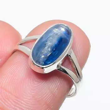 Натуральный голубой кианит драгоценный камень ручная работа 925 чистое серебро ювелирное изделие кольцо размер 7 w5J18