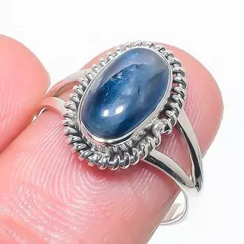 Натуральный голубой кианит драгоценный камень ручная работа 925 чистое серебро ювелирное изделие кольцо размер 8 U4H54