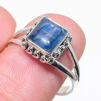 Натуральный голубой кианит драгоценный камень ручная работа 925 чистое серебро ювелирное кольцо размер 9 L3C52