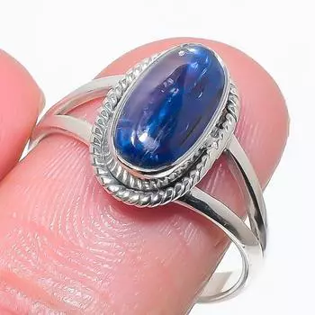 Натуральный голубой кианит драгоценный камень ручная работа 925 чистое серебро ювелирное изделие кольцо размер 9 c9O40
