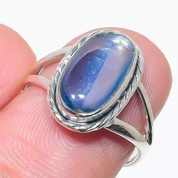 Натуральный голубой кианит драгоценный камень ручная работа 925 чистое серебро ювелирное кольцо размер 7 y0W73