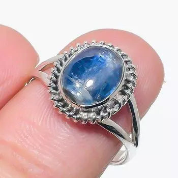 Натуральный голубой кианит драгоценный камень ручная работа 925 чистое серебро ювелирное кольцо размер 8 M4i15