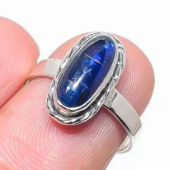 Натуральный голубой кианит драгоценный камень ручная работа 925 чистое серебро ювелирное кольцо размер 7 P7J44