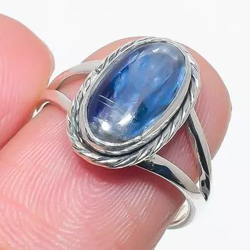 Натуральный голубой кианит драгоценный камень ручная работа 925 чистое серебро ювелирное кольцо размер 7 n8j27