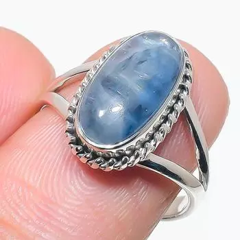 Натуральный голубой кианит драгоценный камень ручная работа 925 чистое серебро ювелирное кольцо размер 7 n0P01