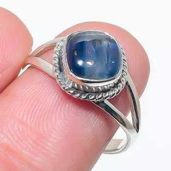 Натуральный голубой кианит драгоценный камень ручная работа 925 чистое серебро ювелирное кольцо размер 9 J0I09