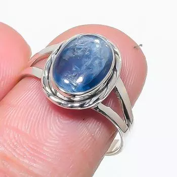 Натуральный голубой кианит драгоценный камень ручная работа 925 чистое серебро ювелирное кольцо размер 8 b3N40