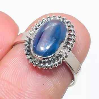 Натуральный голубой кианит драгоценный камень ручная работа 925 чистое серебро ювелирное кольцо размер 6 W2G53